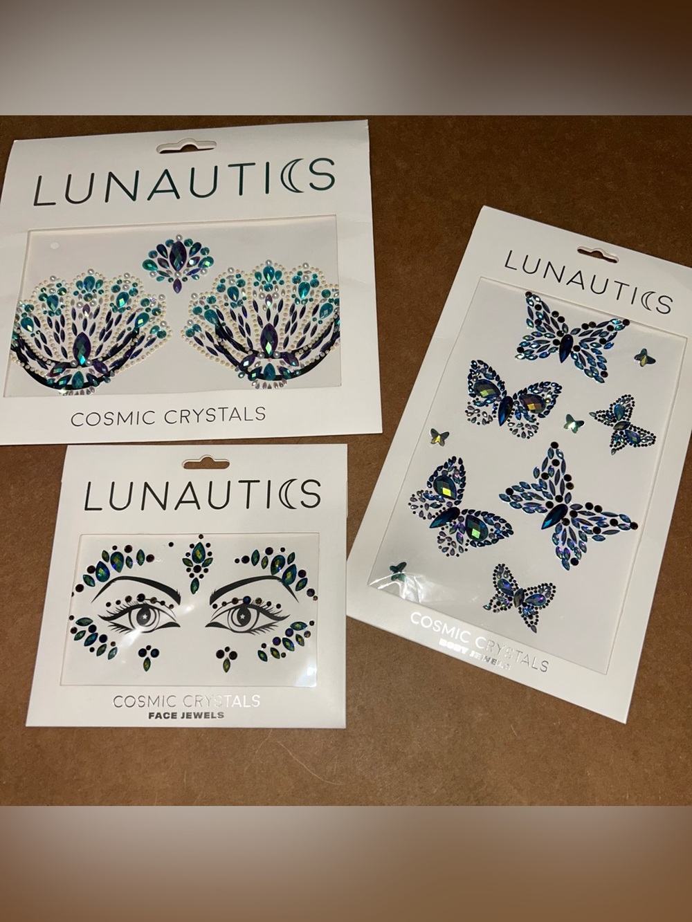 Lunautics Cosmic Crystal Face Butterfly set Jewels Festival - NEW